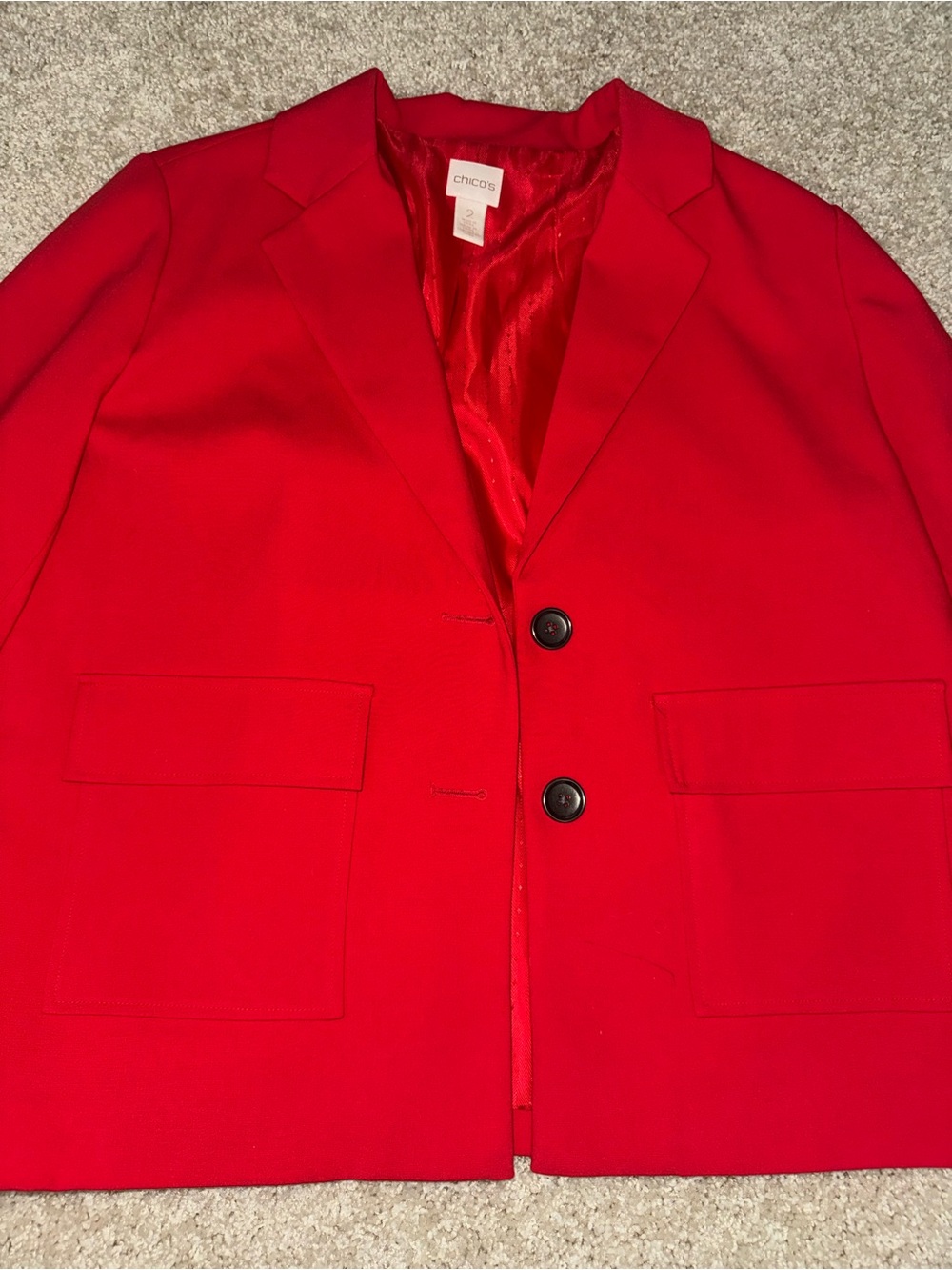 Chico's Vibrant Red Two-Button Blazer